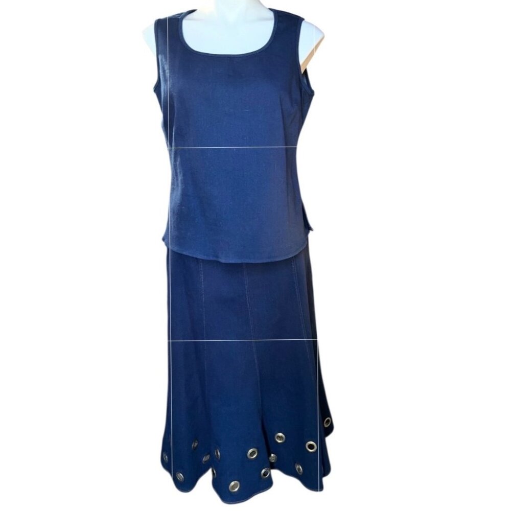 Regalia Womens 3-Piece Denim Suit Set With Grommet Accents Jacket Sleeveless Blo - Picture 5 of 16